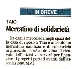 2010-12-05 00:00:00 - Mercatino di solidarietà - Eccher Giacomo - Trentino